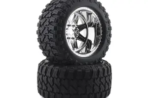 CEN Racing CEGCKR0506  CEN Fury Pre-Mounted Monster Truck Tires w/SS8 Plastic Wheels (2) (Chrome)