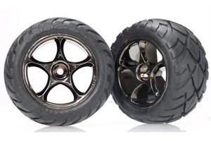 Traxxas 2478A Tires & wheels, assembled (Tracer 2.2" black chrome wheels, Anaconda® 2.2" tires with foam inserts) (2) (Bandit rear)