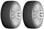 GRP GRPGTK04-XM7 GRP Tires GT - TO4 Slick Belted Pre-Mounted 1/8 Buggy Tires (Silver) (2) (XM7) w/FLEX Wheel