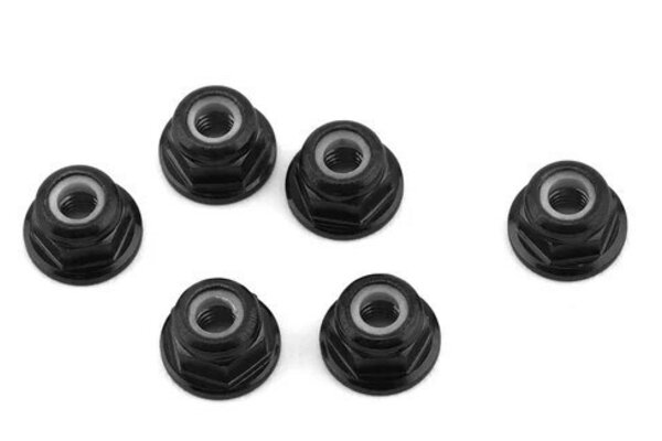 1UP Racing 1UP80504  1UP Racing 3mm Aluminum Flanged Locknuts (Black) (6)