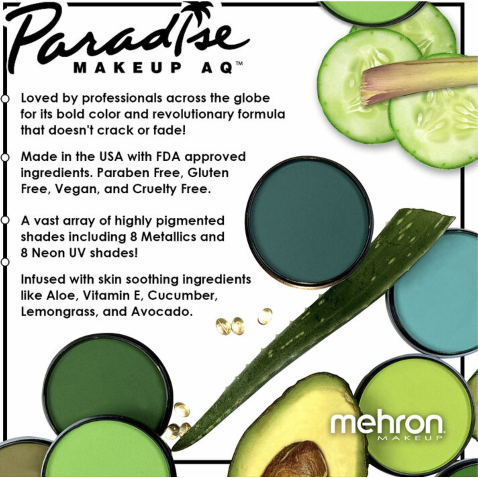 Mehron Paradise Makeup AQ ProPalette - 12 Colors