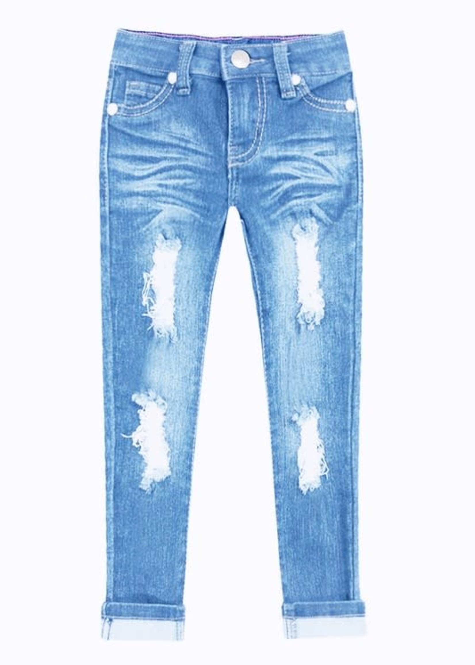 Bonnie Bianca Girl's Distressed Jeans with Wide Cuff