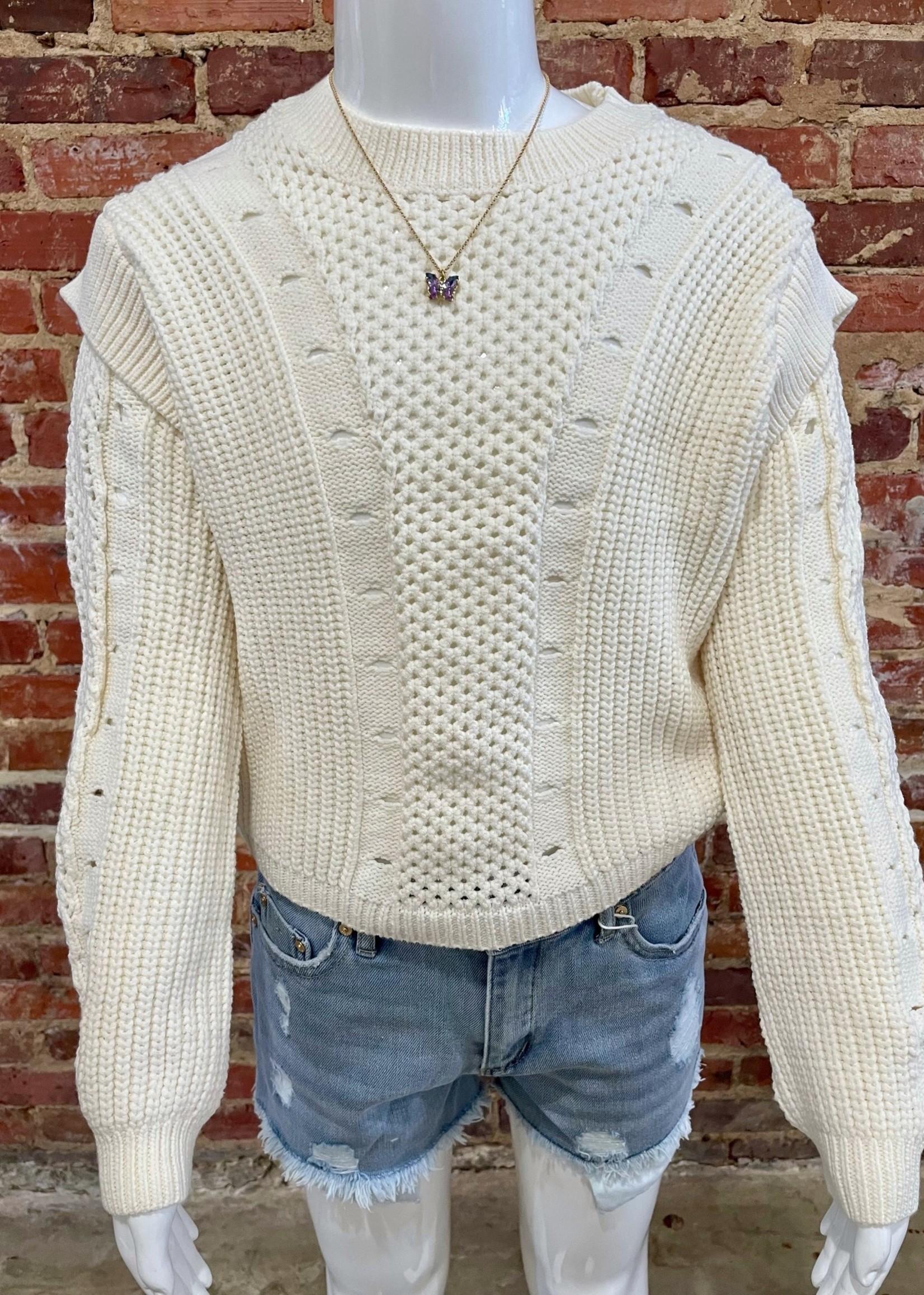 Central Park West Lexi Mixed Stitch Sweater