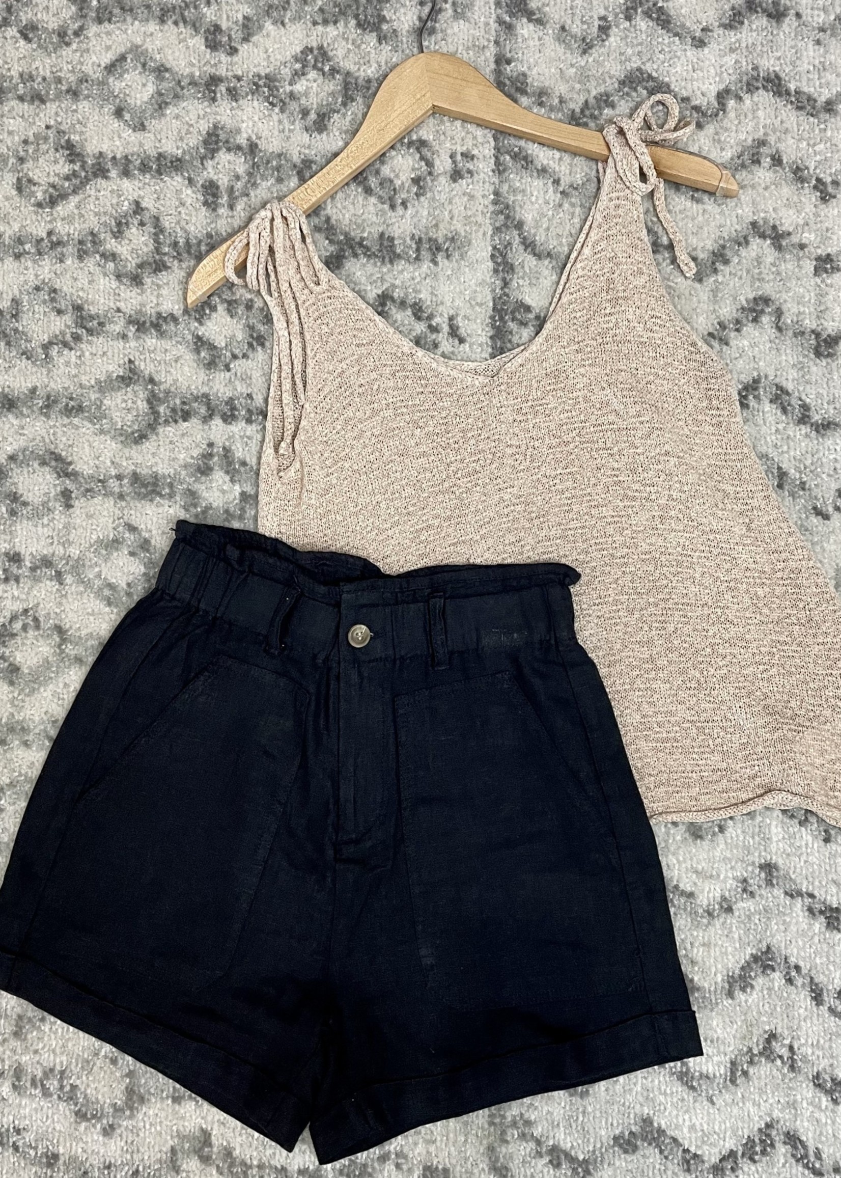 Paper Bag Linen Shorts - Fallen Oak