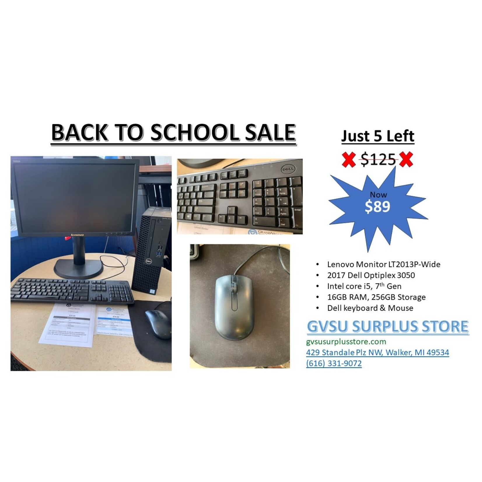 Desktop computer Back to school sale (Monitor, Dell optiplex 3050, Keyboard, Mouse)