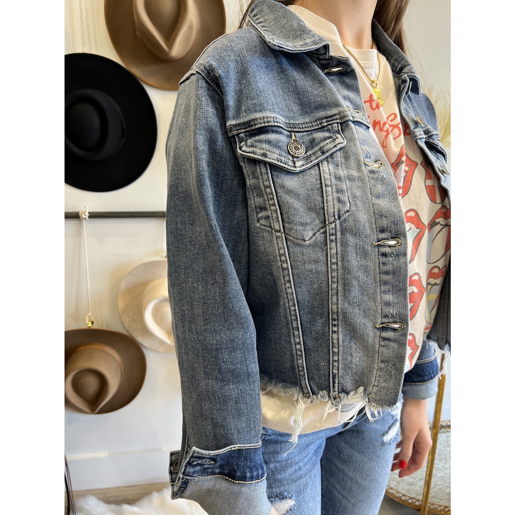 Distressed Vintage Light Wash Jacket 