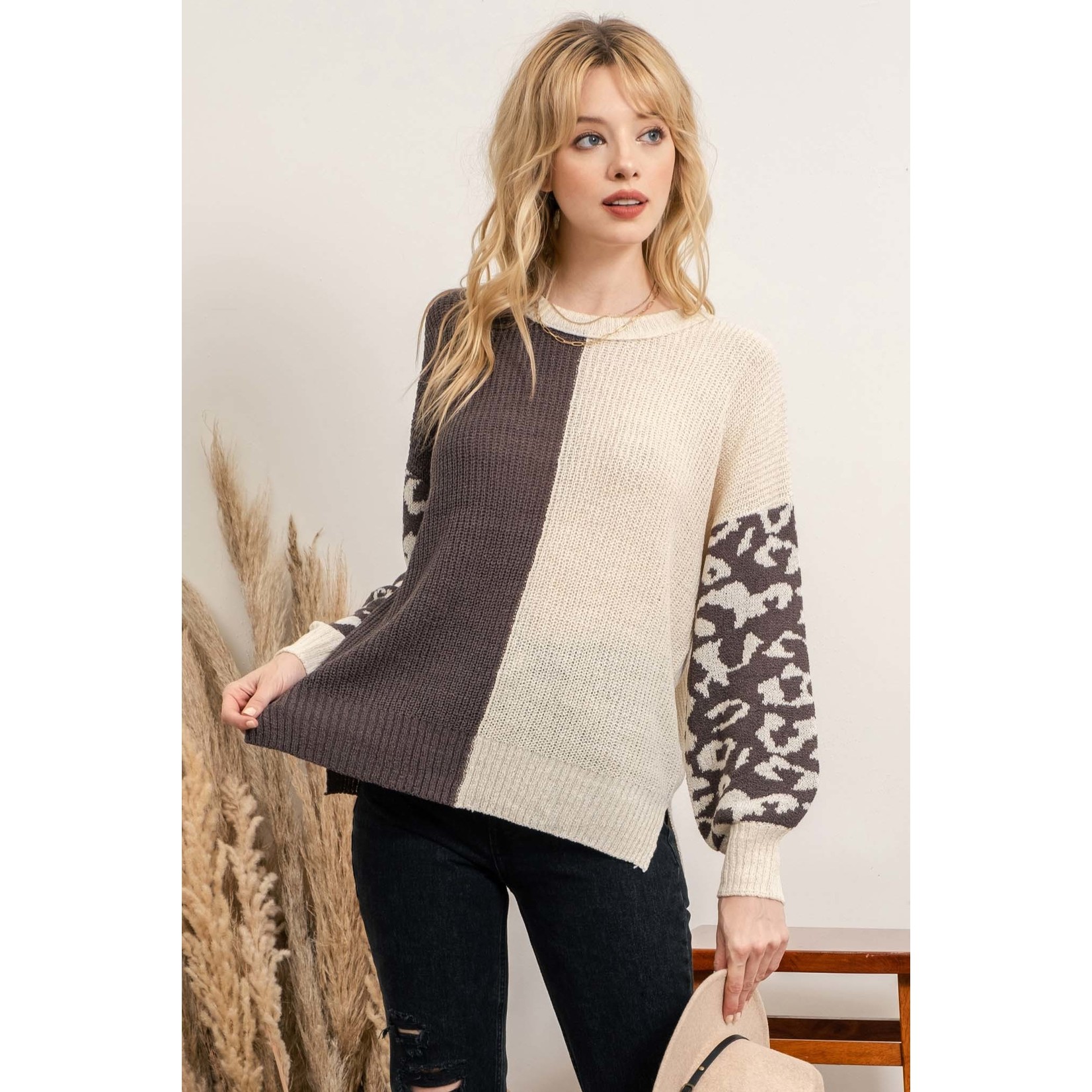 Carli Leopard Block Sweater