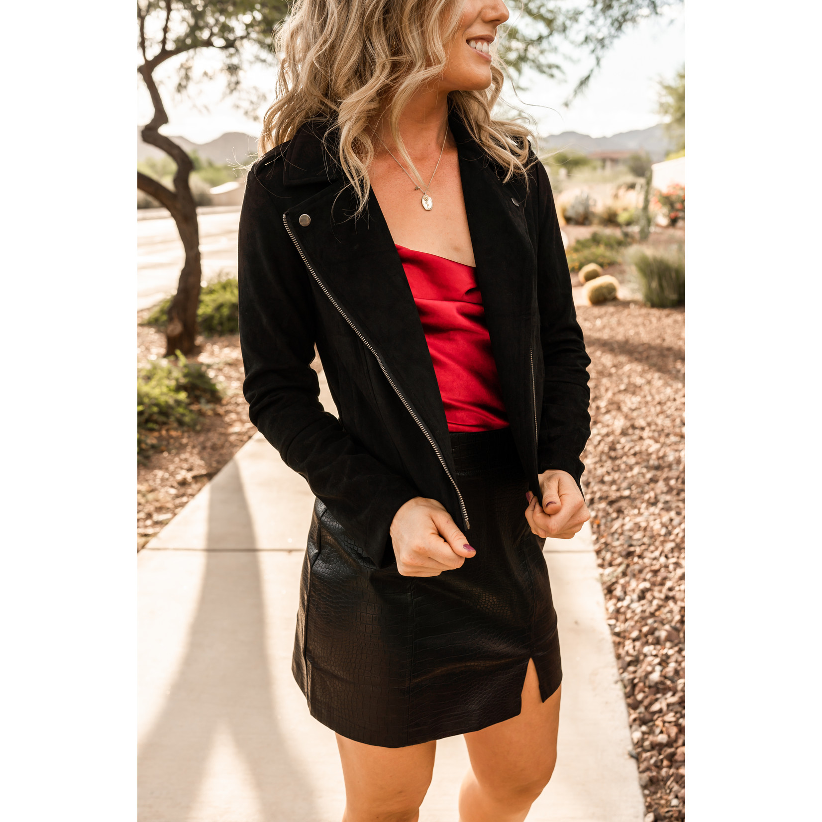 Sandy Black Leather Skirt
