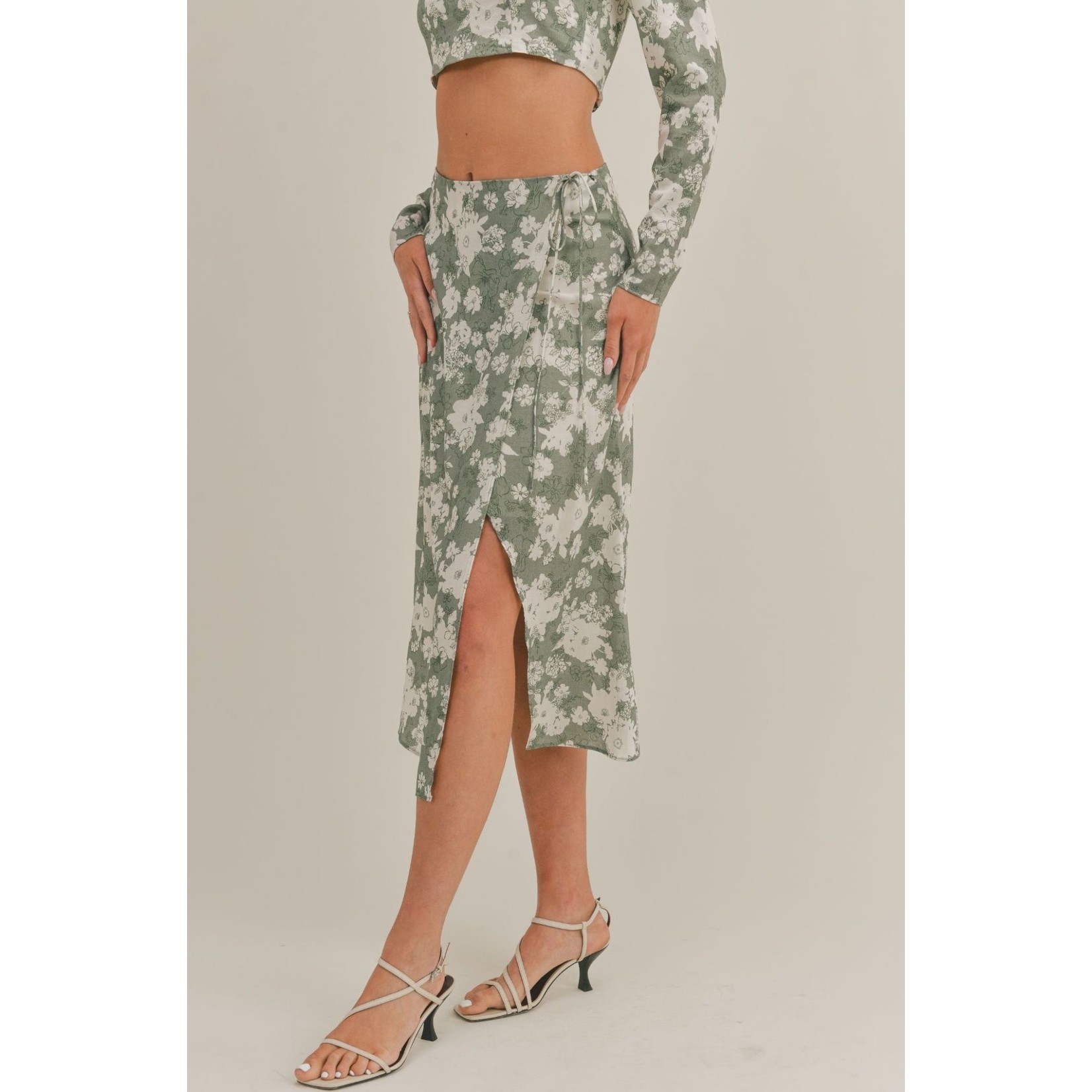Sage the Label Jada Floral Print Midi Skirt