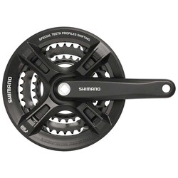 Non-Teslica Shimano, Altus FC-M311, Crankset, 7/8 sp., 175mm, 28/38/48T, Riveted, Square, 50 mm, Black