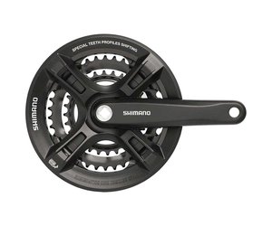 Shimano, Altus FC-M311, Crankset, 7/8 sp., 175mm, 28/38/48T, Riveted,  Square, 50 mm, Black - Teslica Inc (春得セール)シマノ（SHIMANO）　ALTUS FC-M311 ブラック クランクセット 42/32/22T ガード無し（3x7/8S）