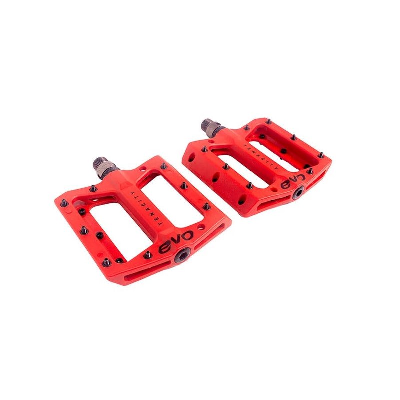 EVO Tenacity, Platform Pedals, Body: Nylon, Spindle: Cr-Mo, 9/16'', Red, Pair