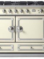 LACORNUE 43 Inch Freestanding Dual Fuel Range with 5 Sealed Burners,  Ivory with Stainless Steel and Satin Chrome Trim