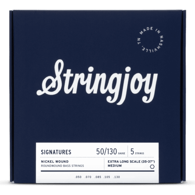 Stringjoy Medium Gauge (50-130) 5 String Long Scale Nickel Wound Bass Guitar Strings