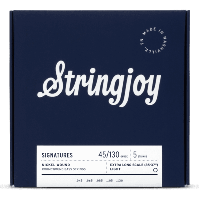 Stringjoy SJ-BA45130LS Light Gauge (45-130) 5 String Long Scale Nickel Wound Bass Guitar Strings