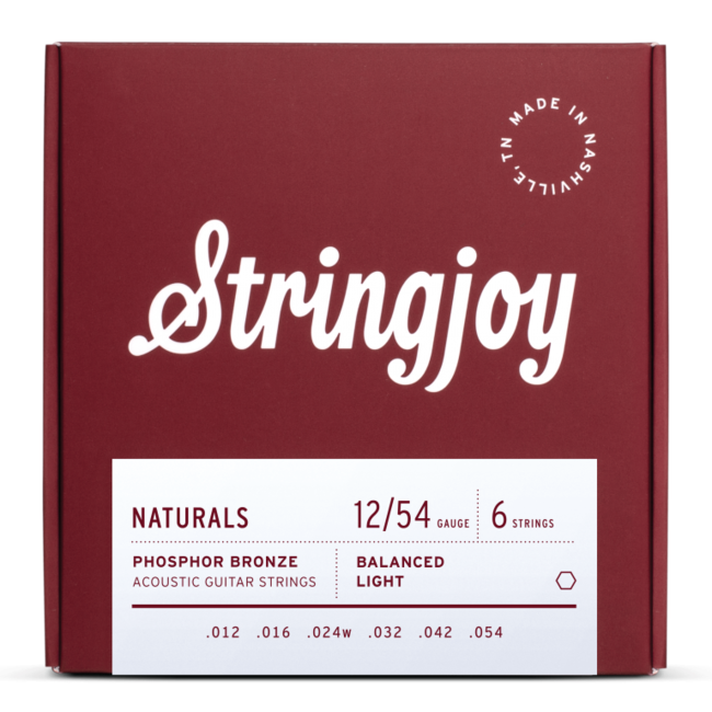 Stringjoy Naturals SJ-NB1254 | Light Gauge (12-54) Phosphor Bronze Acoustic Guitar Strings