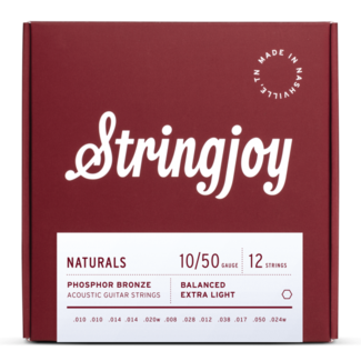 Stringjoy Stringjoy Naturals | 12 String Extra Light Gauge (10-50) Phosphor Bronze Acoustic Guitar Strings