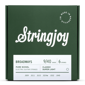 Stringjoy Stringjoy Broadways SJ-BR0940 | Classic Super Light Gauge (9-40) Pure Nickel Electric Guitar Strings
