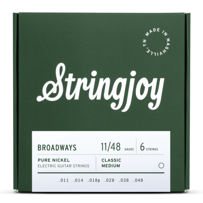 Stringjoy Broadways | Classic Medium Gauge (11-48) Pure Nickel Electric Guitar Strings