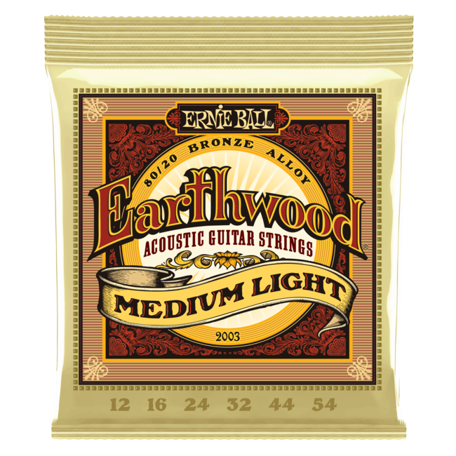 Ernie Ball Earthwood Medium Light 80/20 Bronze Acoustic Guitar Strings - 12-54 Gauge