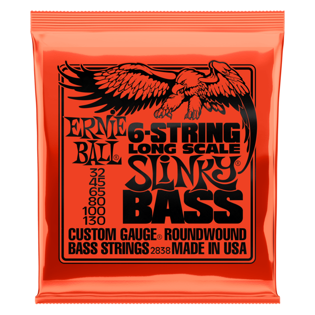 Ernie Ball Slinky Long Scale 6-String Nickel Wound Electric Bass Strings - 32-130 Gauge