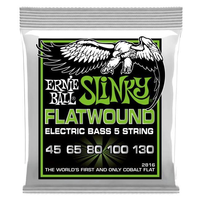Ernie Ball Regular Slinky Cobalt Flatwound 5-String  Electric Bass Strings - 45-130 Gauge