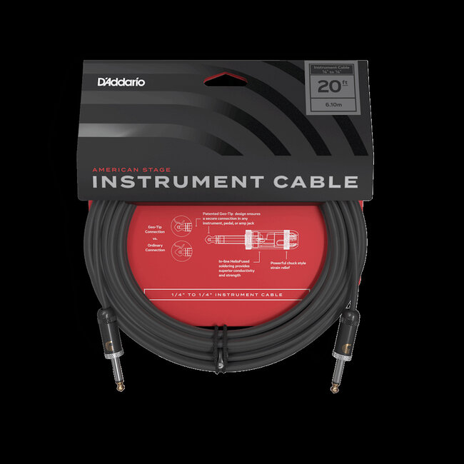 D'Addario PW-AMSG-20 American Stage Instrument Cable, 20 feet
