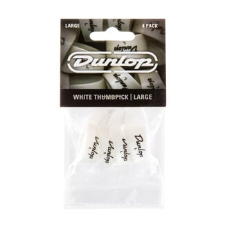 Dunlop 9003P Plastic White Large Thumbpicks (4-Pack)