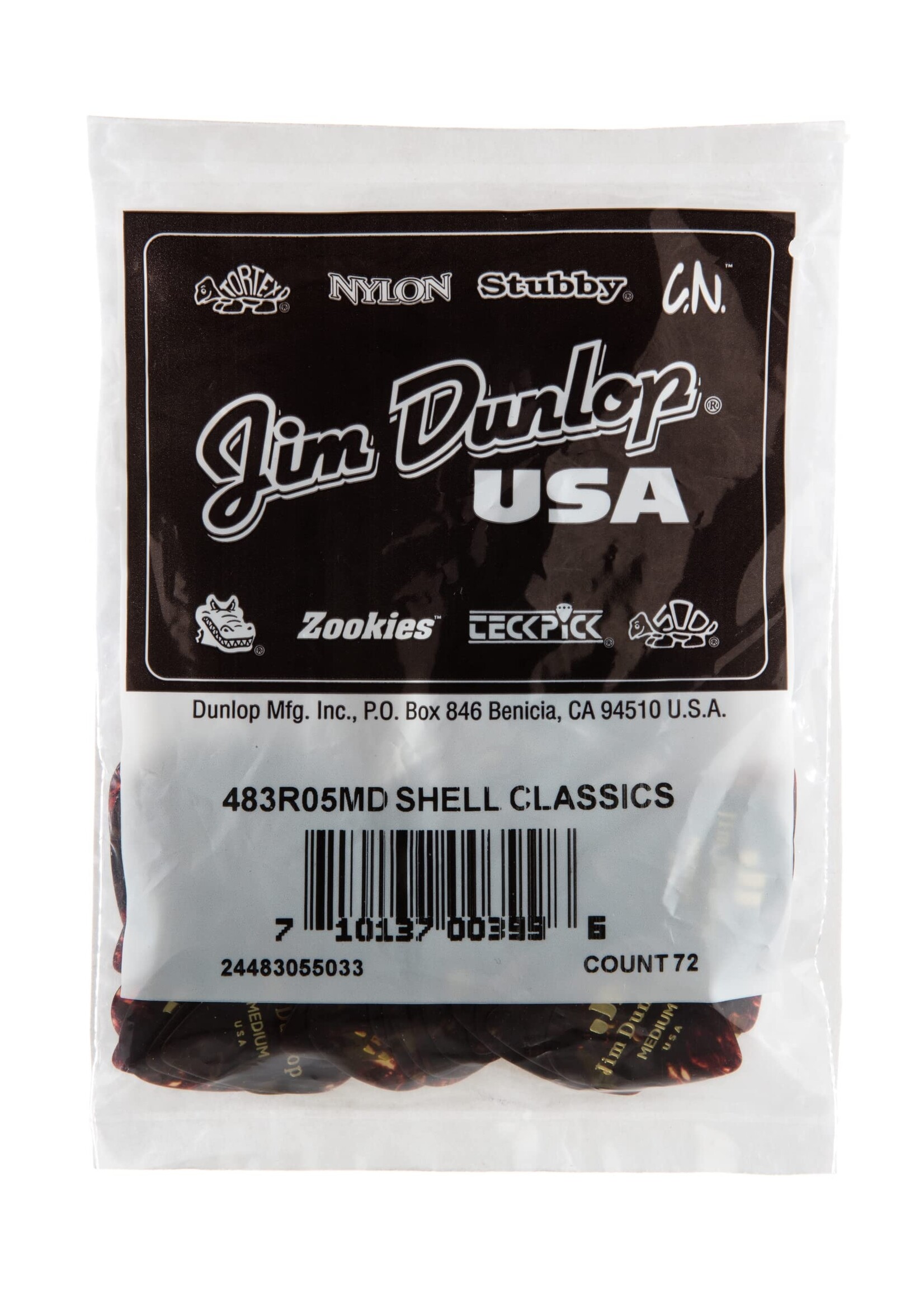 Dunlop 483R05MD Celluloid Standard Classics Medium Guitar Picks (72-Pack)