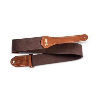 Taylor Taylor GS Mini Strap, Chocolate Brown Cotton, 2", Amber Buckle