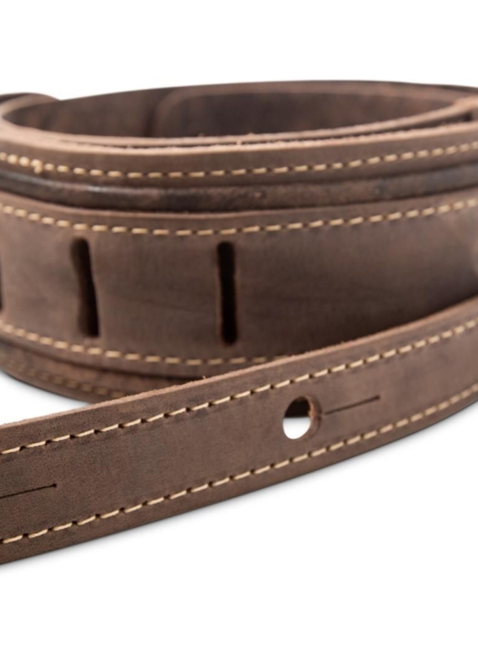 Taylor Taylor Element Distressed Leather Strap, 2.5” Dark Brown