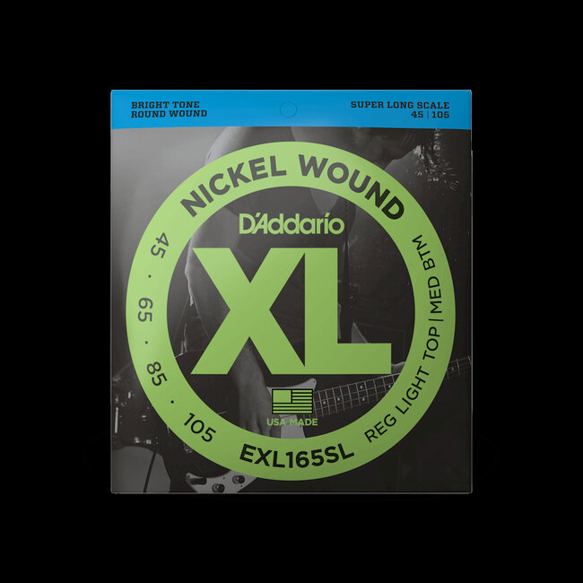 D'Addario 45-105 Regular Light Top/Medium Bottom, SUPER Long Scale, XL Nickel Bass Strings EXL165SL