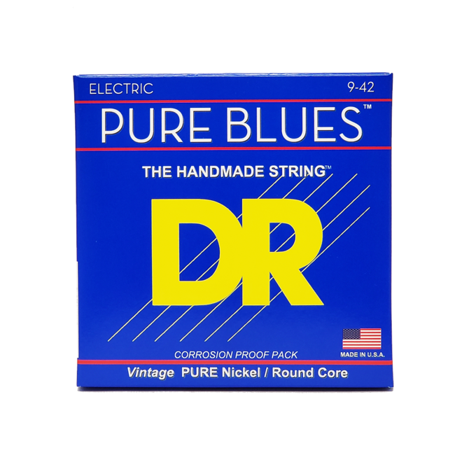 DR Strings PURE BLUES™ - Pure Nickel Electric Guitar Strings: Light 9-42