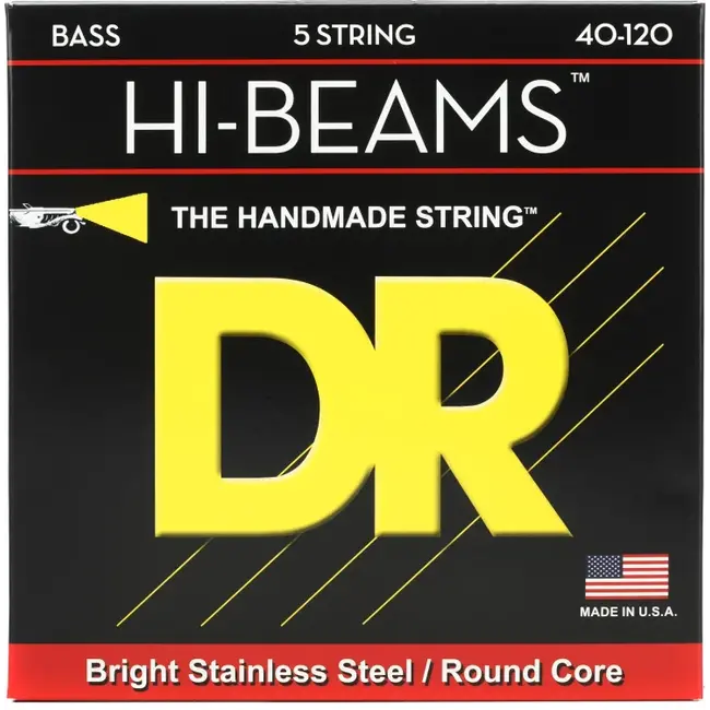 DR Strings HI-BEAM™ - Stainless Steel Bass Strings: 5-String Light 40-120