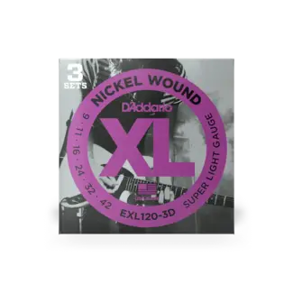 D'Addario D'Addario 09-42 Super Light 3-Pack, XL Nickel Electric Guitar Strings EXL120-3D