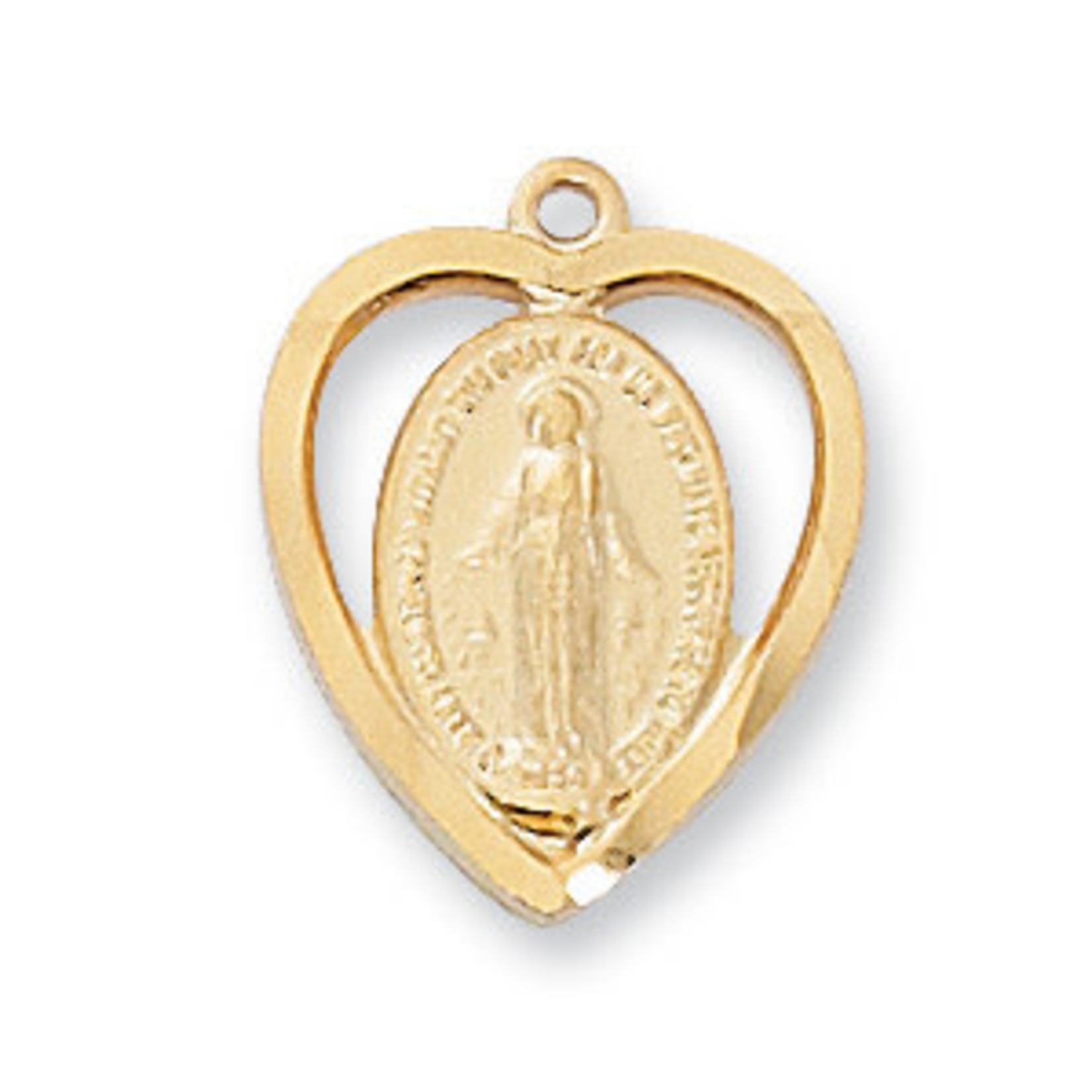 Gold over Sterling Miraculous Medal in Heart