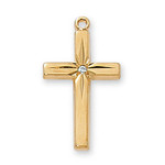Gold over Sterling Cross  w/ Stone Pendant