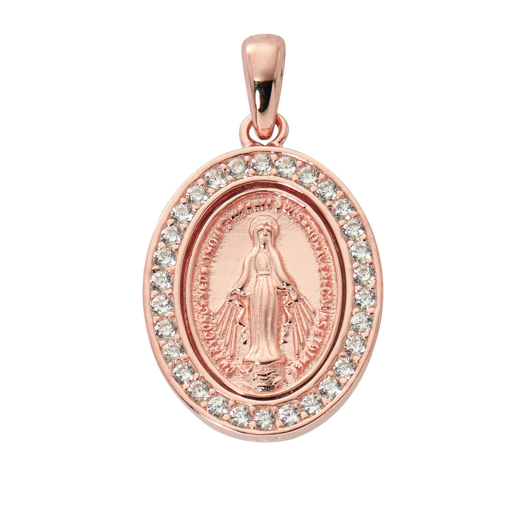 Rose Gold over Sterling Miraculous Medal w/ Crystals