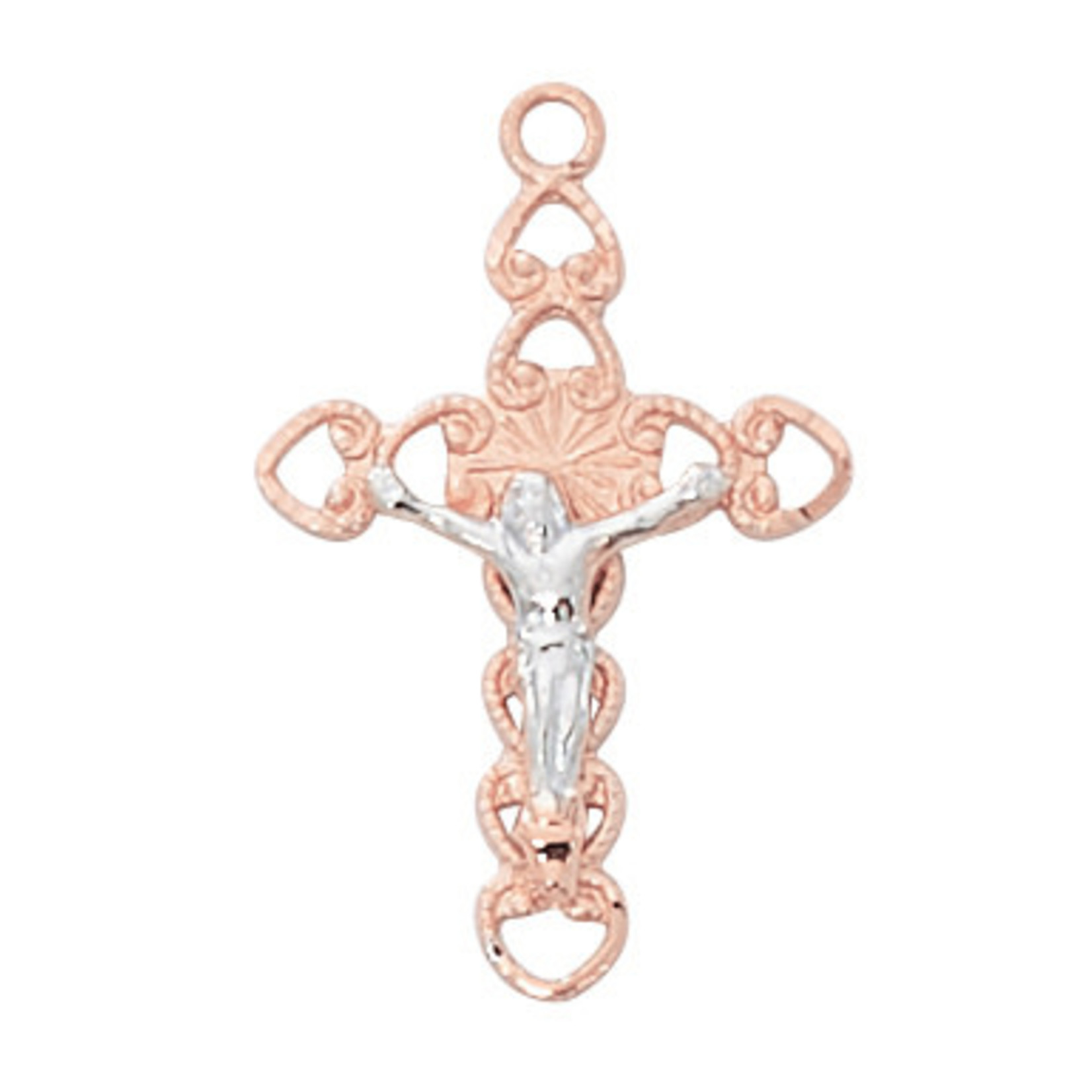 Rose Gold over Sterling Crucifix Pendant