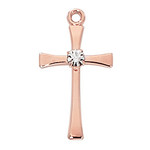 Rose Gold over Sterling Cross w/ stone Pendant