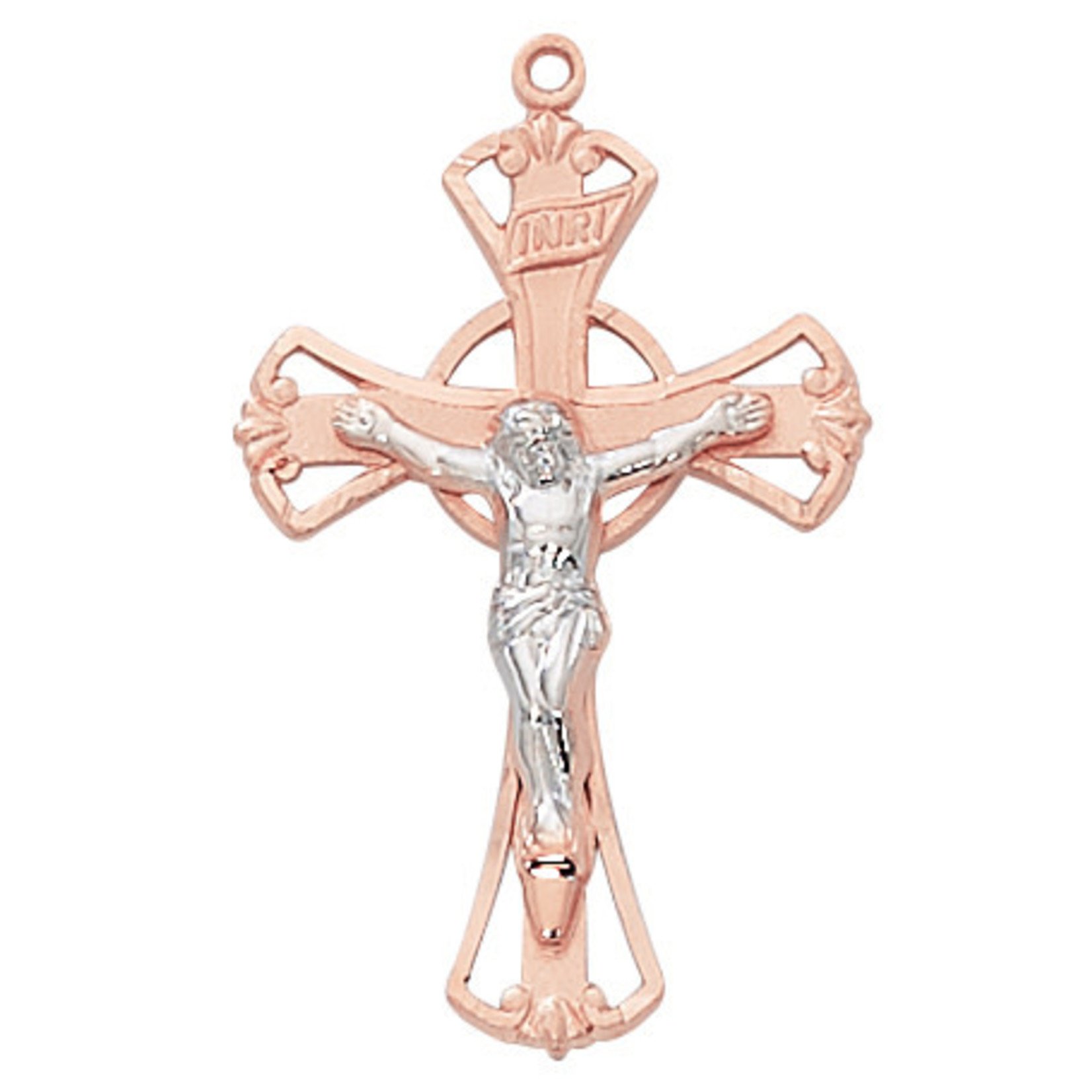Rose Gold over Sterling Two Tone Crucifix Pendant