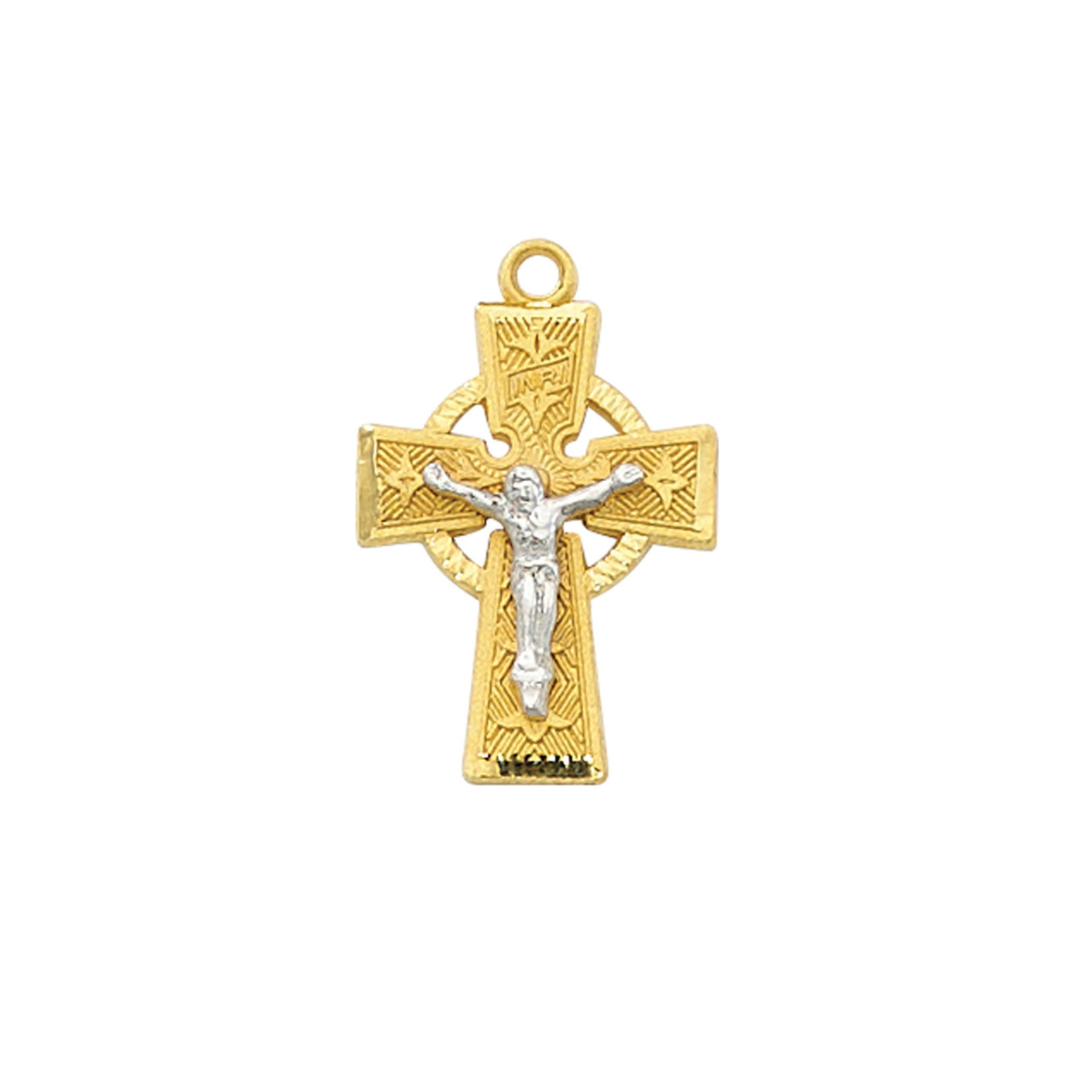 Gold over Sterling Two Tone Celtic Crucifix Pendant