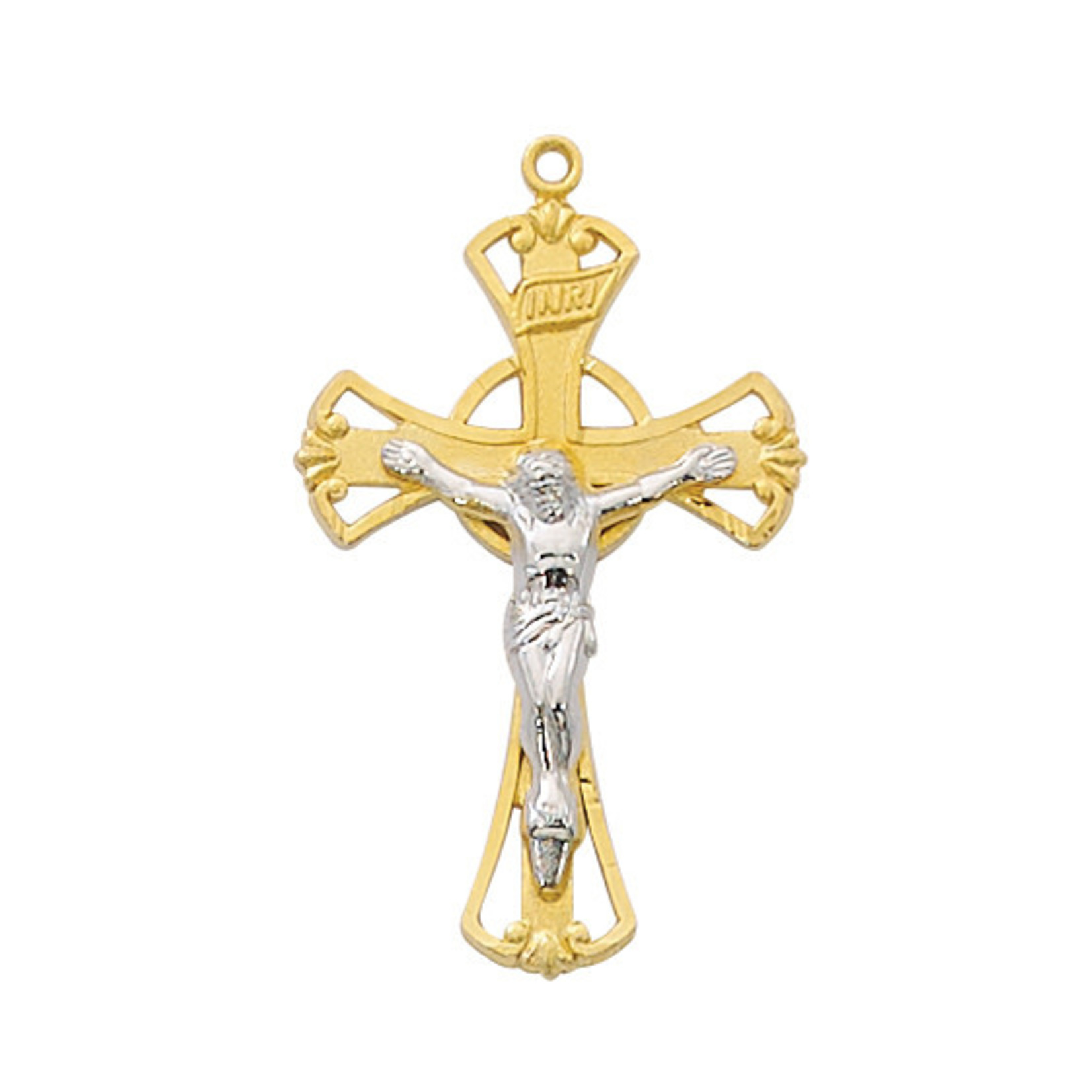 Gold over Sterling Two Tone Crucifix Pendant