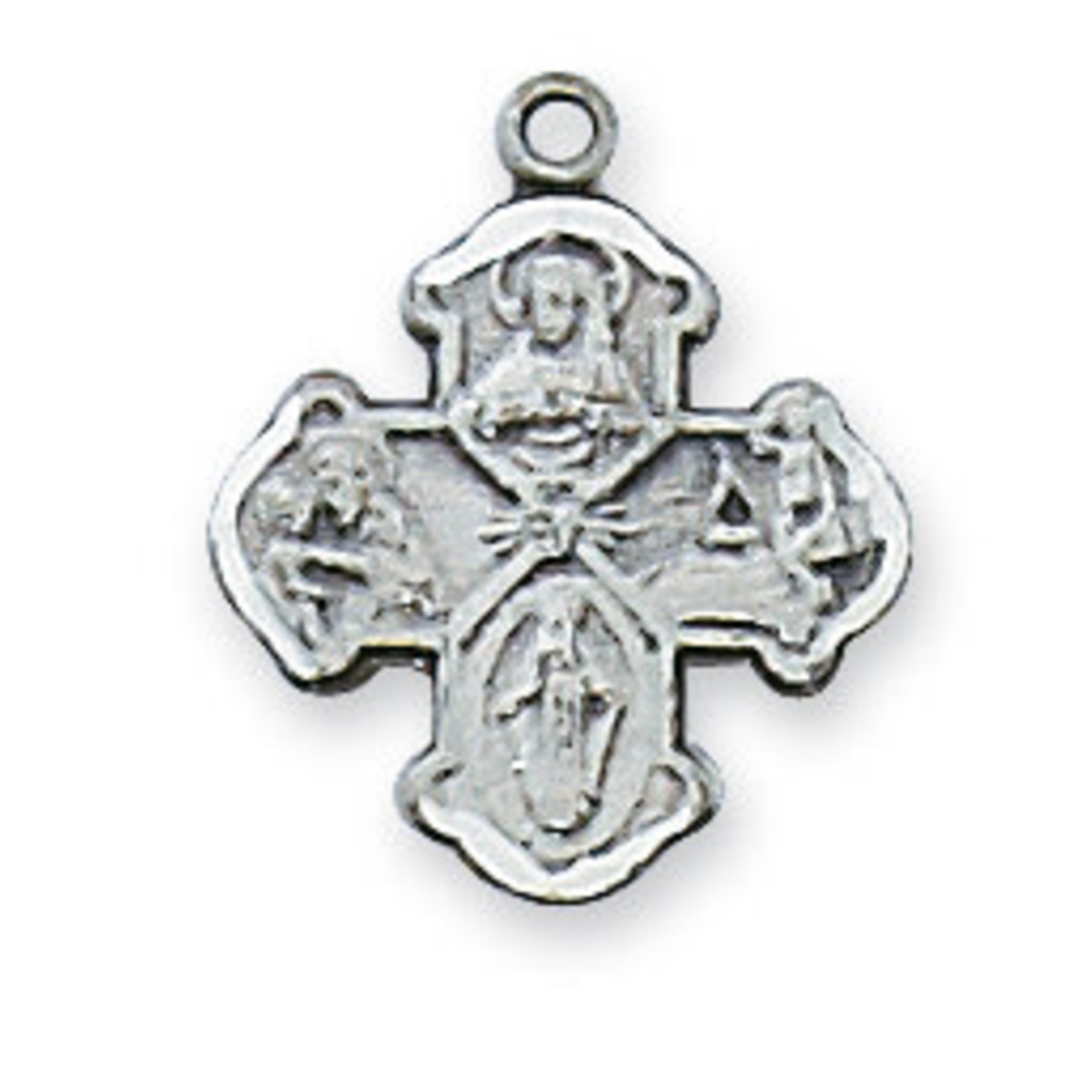 Sterling Silver 4-way Cross Medal w/ 16" Chain