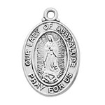 Sterling Silver Our Lady of Guadalupe Pendant on 16" Chain