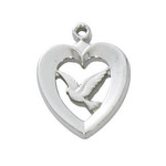 Sterling Silver Heart w/ Dove Pendant