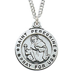 Sterling Silver St. Peregrine Medal w/ 20" Chain