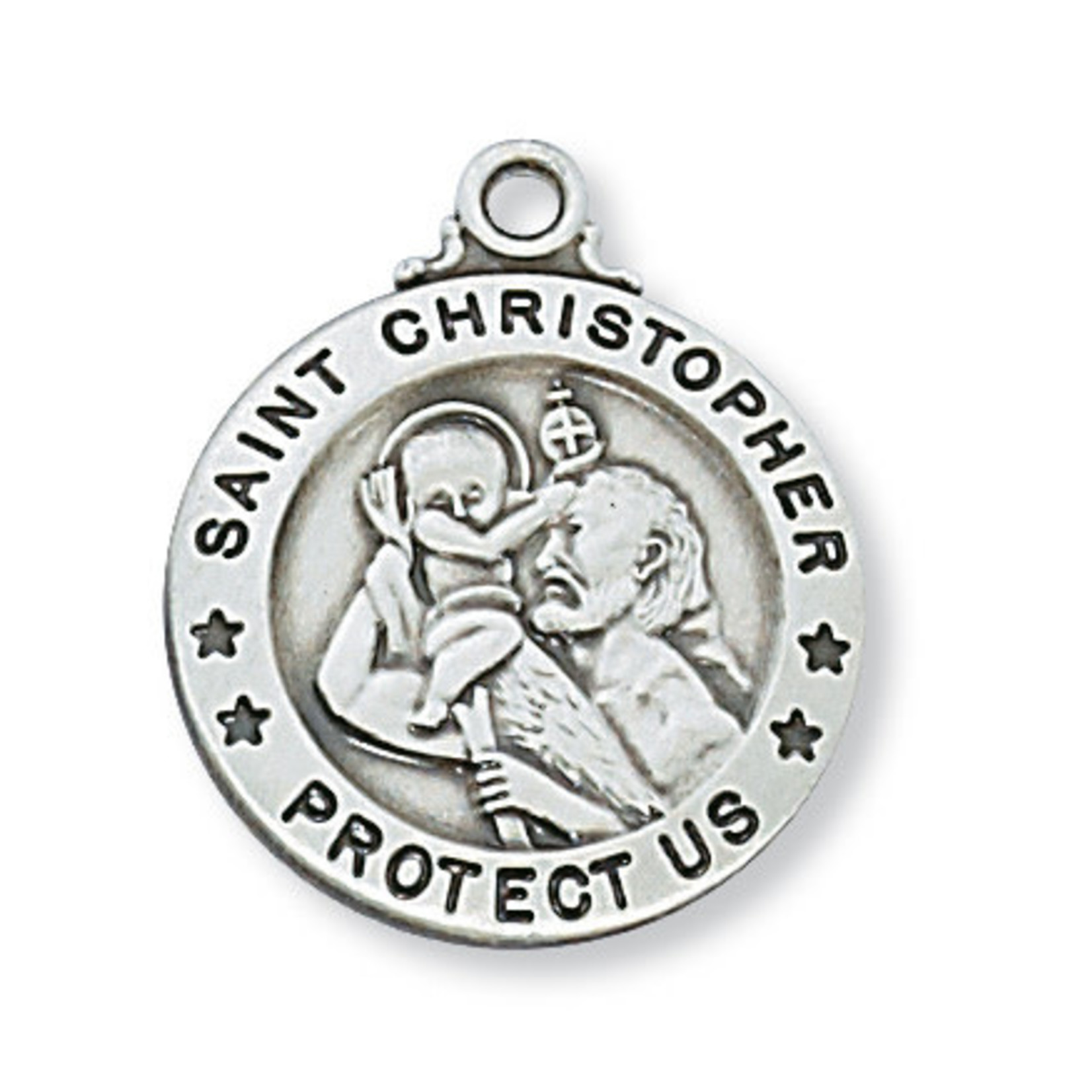 Sterling Silver St. Christopher Medal w/ 20" Chain