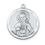 Sterling Silver Sacred Heart Pendant w/ 24" Chain
