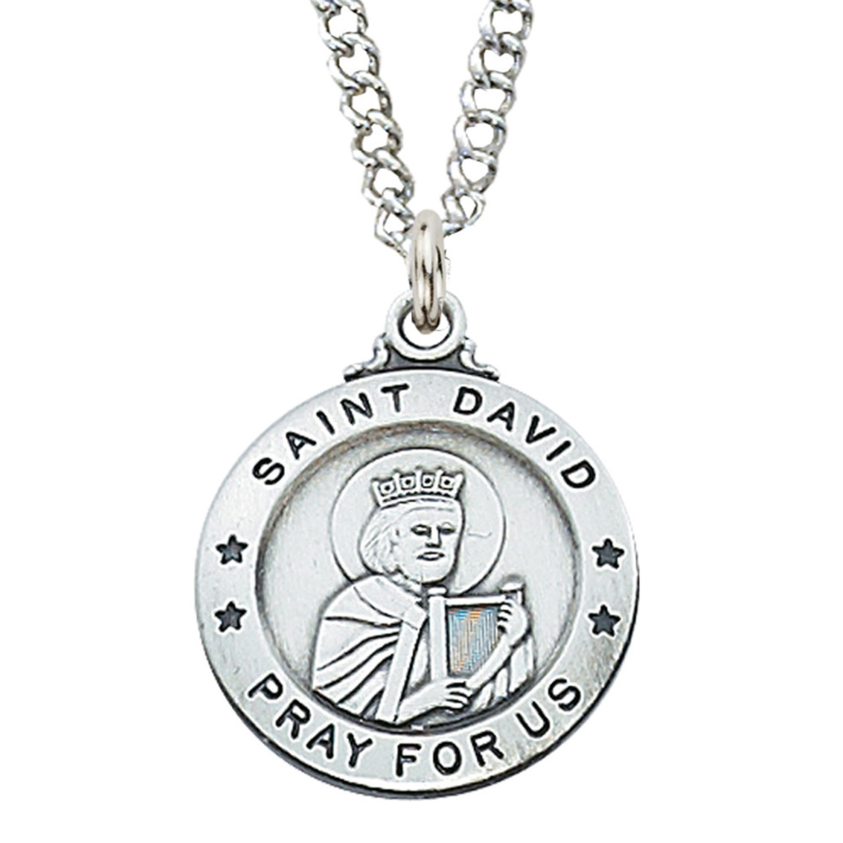 Sterling Silver St. David Medal w/ 20" Chain